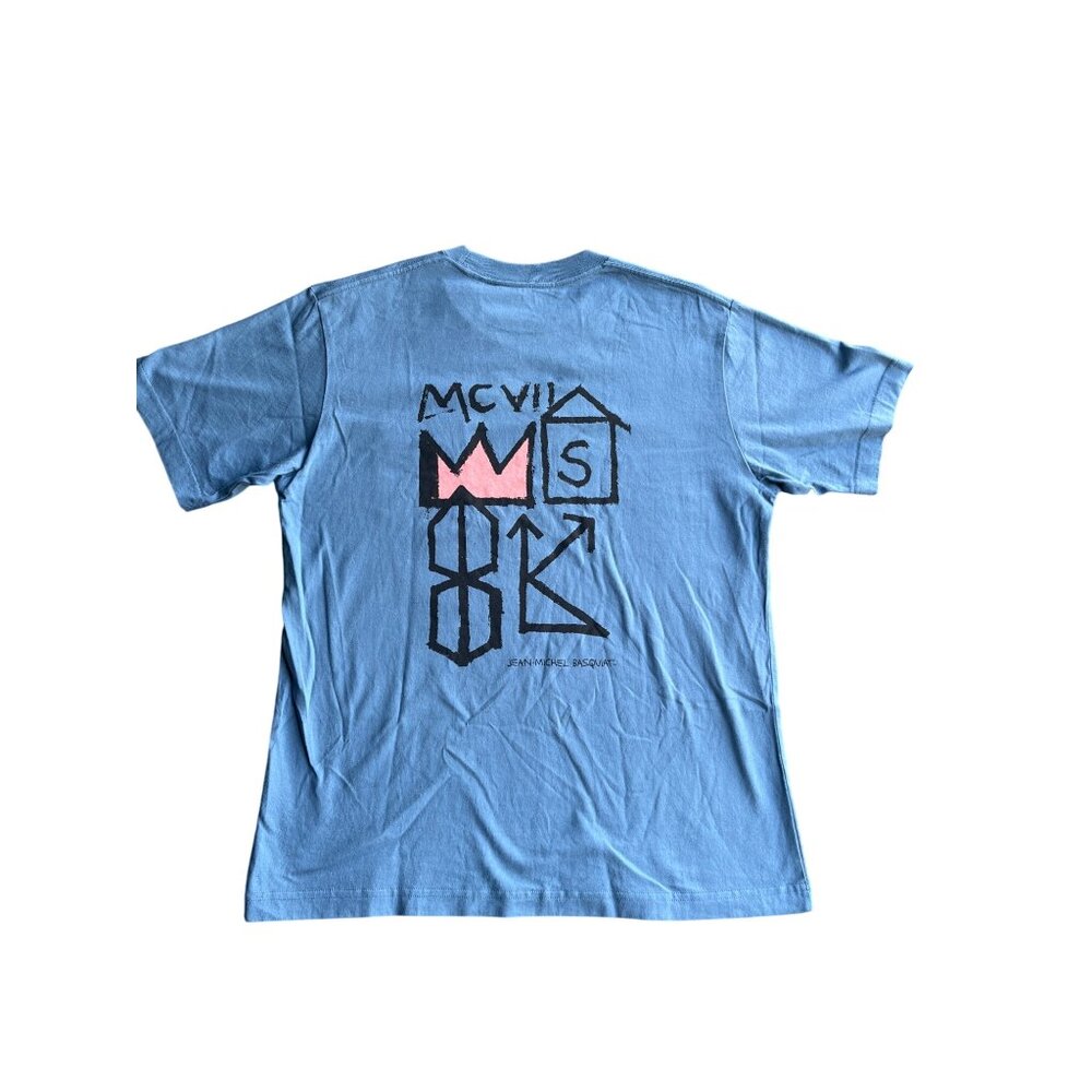 Uniqlo X Basquiat NYC Pop Icons Blue Graphic T-Shirt M Cotton Crewneck Short Sl - Picture 3 of 6